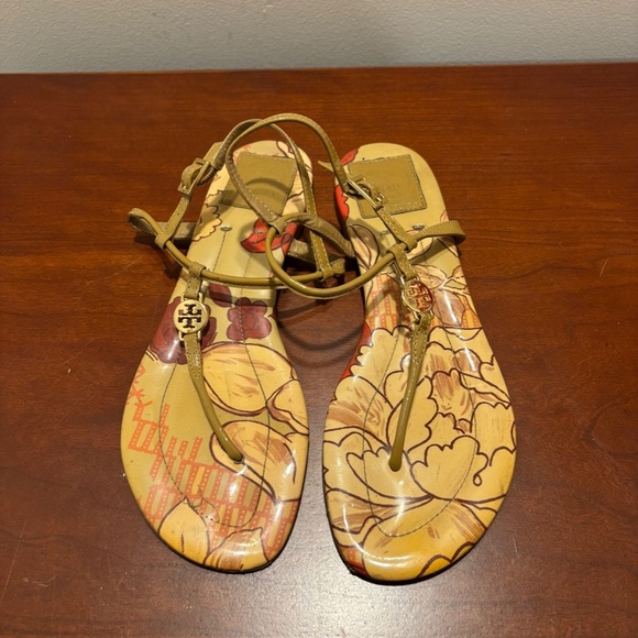 Tory Burch Emmy T Strap Floral Sandals Size 7 - Picture 2 of 11